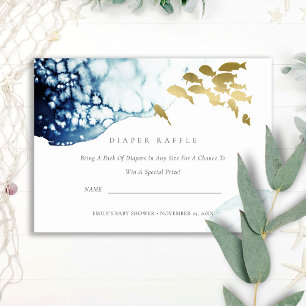 TARJETA DE RECEPCIÓN SORTEO DE PAÑALES PARA BEBÉ DE PESCADO SUBMARINO D