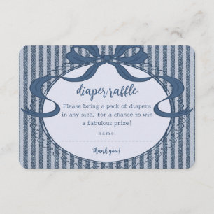 Tarjeta De Recepción Sorteo de pañales para bebé Denim Coquette Bow Blu