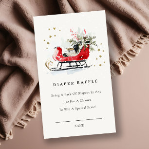 Tarjeta De Recepción Sorteo de pañales para bebé en trineo de invierno