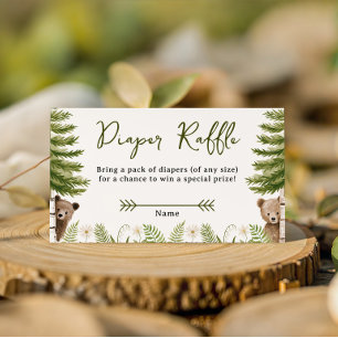 Tarjeta De Recepción Sorteo de pañales para osos del bosque Woodland Tw