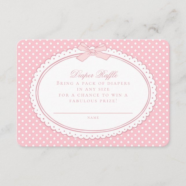 Tarjeta De Recepción Sorteo de Pañales Pink Gingham Coquette (Anverso)