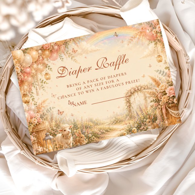 Tarjeta De Recepción Sorteo de Pañales Rosa Elegante Boho (Subido por el creador)