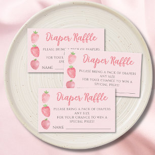 Tarjeta De Recepción Sorteo de Pañales Rosa Fresa Baby Shower