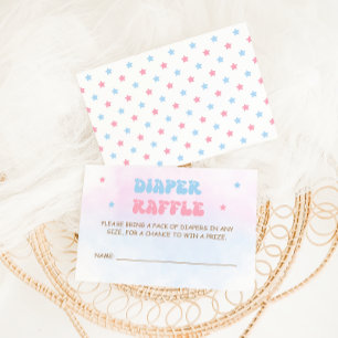 Tarjeta De Recepción Sorteo de Pañales Rosa y Azul Moderno Minimalista