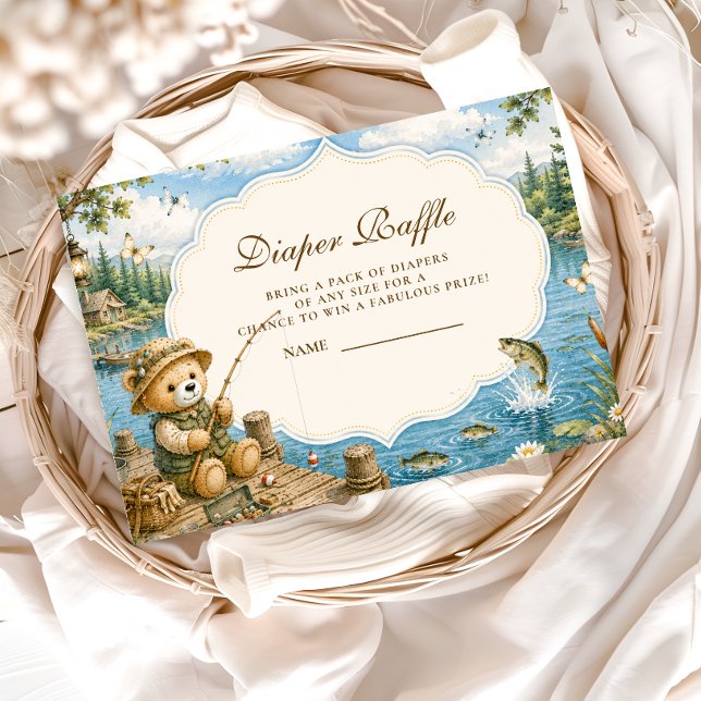 Tarjeta De Recepción Sorteo de Pañales Rustic Bear Fishing (Subido por el creador)