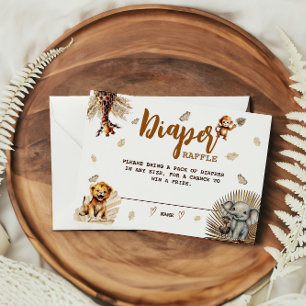 Tarjeta De Recepción Sorteo de Pañales Safari Animales Lindos Boho Fies