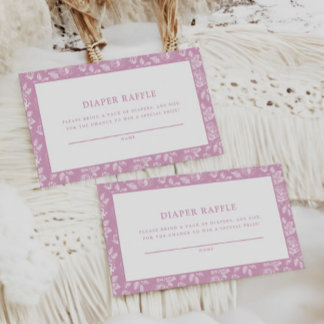 Tarjeta De Recepción Sorteo de pañales Toile Rosa Chinoiserie
