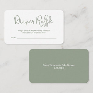 Tarjeta De Recepción Sorteo de pañales verde y blanco para baby shower
