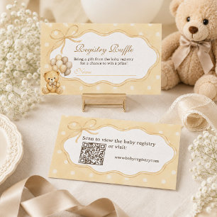 Tarjeta De Recepción Sorteo de Registro de Baby Shower Oso Beige Apenas