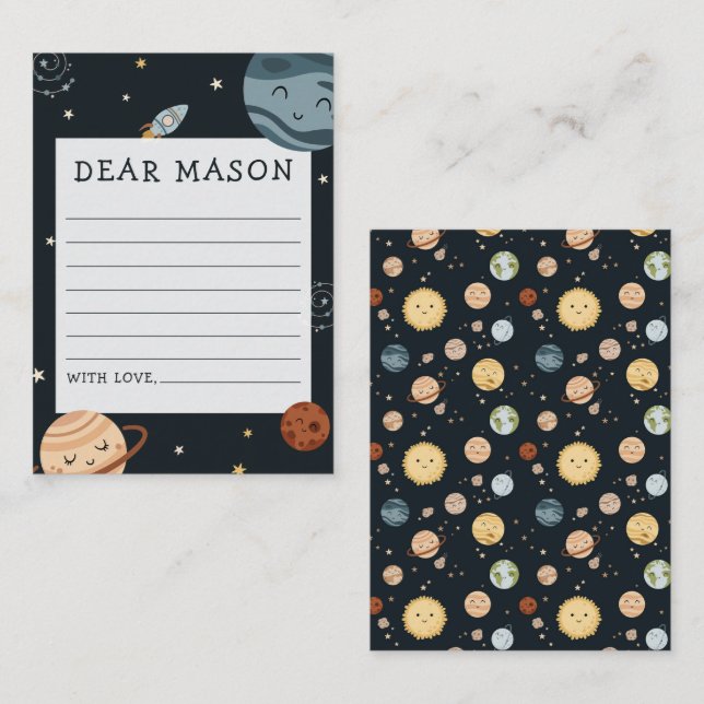 Tarjeta De Recepción Space Adventure Playful Kids Birthday Time Capsule (Anverso / Reverso)