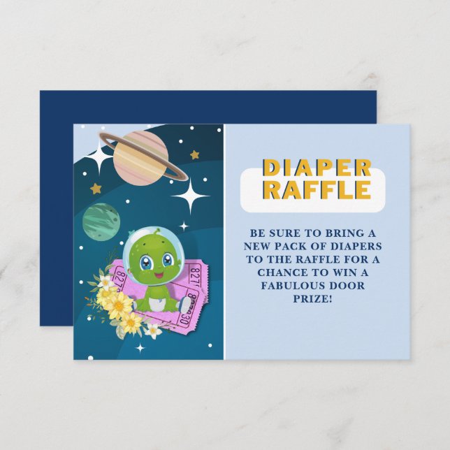 Tarjeta De Recepción Space Alien Baby Shower Diaper Raffle (Anverso / Reverso)