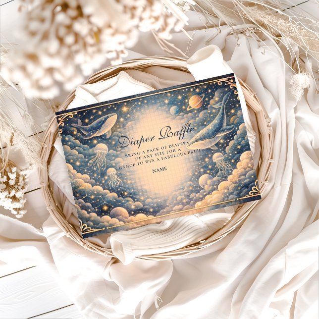 Tarjeta De Recepción Space Ocean Whales Baby Shower Diapper Raffle (Subido por el creador)