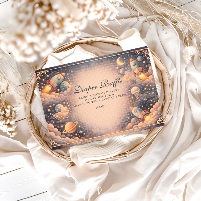Tarjeta De Recepción Space Rockets Stars Diapper Raffle (Subido por el creador)