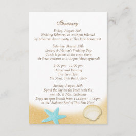 Tarjeta De Recepción Sparkle Beach Seashell Aqua Boda Intinerary