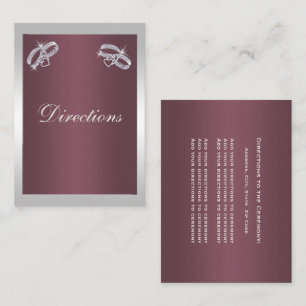 Tarjeta De Recepción Sparkly Silver Rings & Burgandy Boda