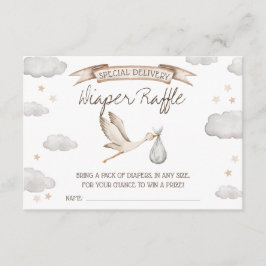Tarjeta De Recepción Special Delivery! Brown & Tan Stork Diaper Raffle