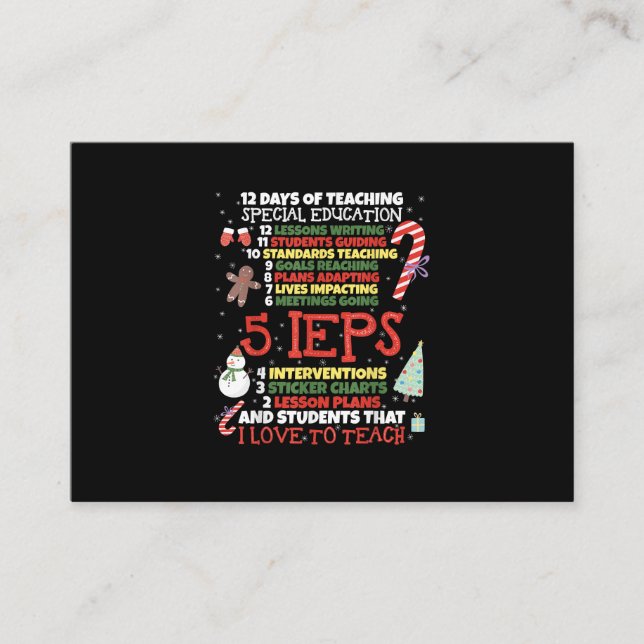 Tarjeta De Recepción SPED School Tee Gracioso Profesor de Educación Esp (Anverso)