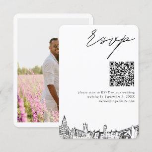 Tarjeta De Recepción Spokane Boda RSVP moderno Código QR
