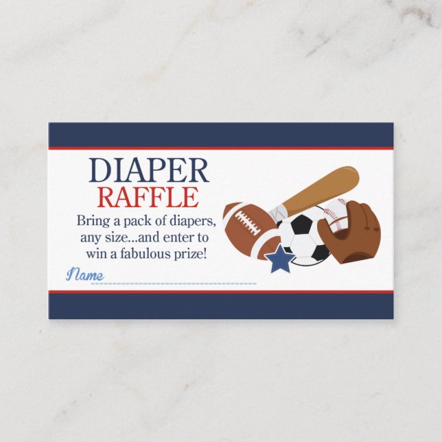 Tarjeta De Recepción Sports All Stars Boy Baby Shower Diaper Raffle (Anverso)