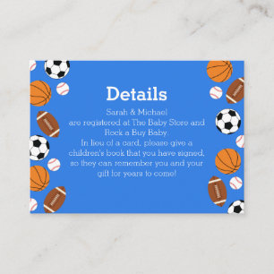 Tarjeta De Recepción Sports Baby Shower Co-ed Theme Boy Blue