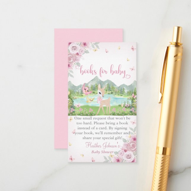 Tarjeta De Recepción Spring Bloom and Butterflies Deer Baby Shower  (Anverso/Reverso In Situ)