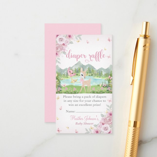 Tarjeta De Recepción Spring Bloom and Butterflies Deer Baby Shower  (Anverso/Reverso In Situ)