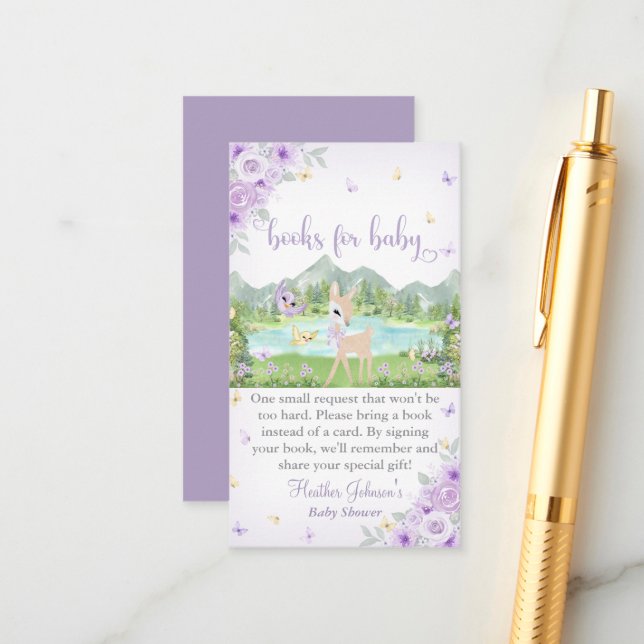 Tarjeta De Recepción Spring Bloom and Butterflies Deer Baby Shower  (Anverso/Reverso In Situ)