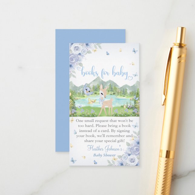 Tarjeta De Recepción Spring Bloom and Butterflies Deer Baby Shower  (Anverso/Reverso In Situ)