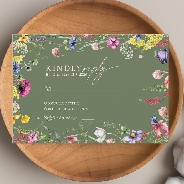 Tarjeta De Recepción Spring Boho Chic Colorful Wildflower Wedding  (Subido por el creador)