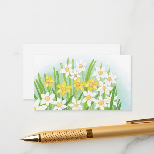 Tarjeta De Recepción Spring Daffodils (Anverso/Reverso In Situ)