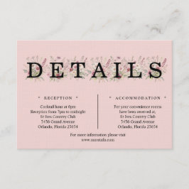 Tarjeta De Recepción Spring Floral Details Enclosure Card