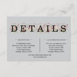 Tarjeta De Recepción Spring Floral light grey Details Enclosure Card