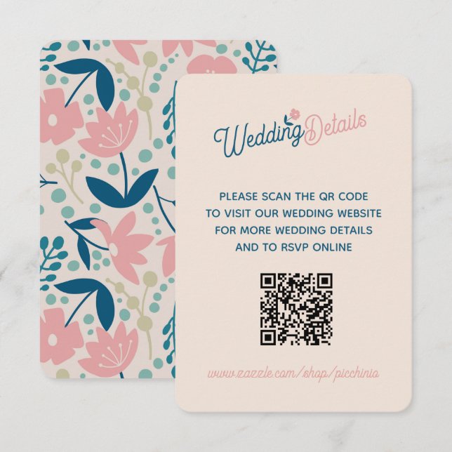 Tarjeta De Recepción Spring Pastel Petals Enclosure Card (Anverso / Reverso)
