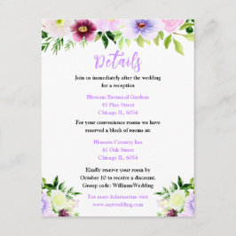 Tarjeta De Recepción Spring Purple Flowers with Foliage