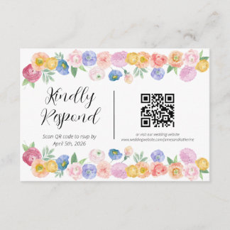 Tarjeta De Recepción Spring Waterfolor Floral RSVP