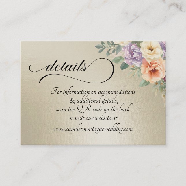 Tarjeta De Recepción Spring Wildflowers, QR Code - Wheat (Anverso)