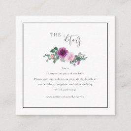 Tarjeta De Recepción Square Magenta Pink Floral Framed White Details