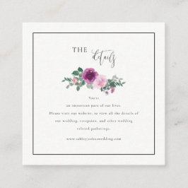 Tarjeta De Recepción Square Magenta Pink Floral Ivory Details