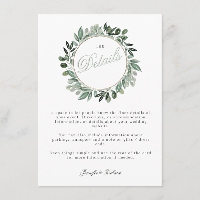 Tarjeta De Recepción Squarelett de vegetación, vegetación de las acuare (Anverso)