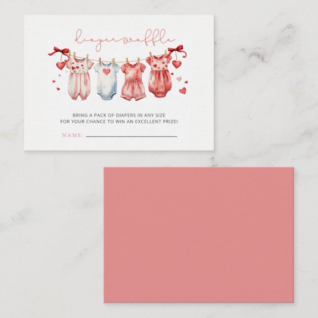 Tarjeta De Recepción Squerido Valentines Baby Shower Diaper Raffle (Anverso / Reverso)