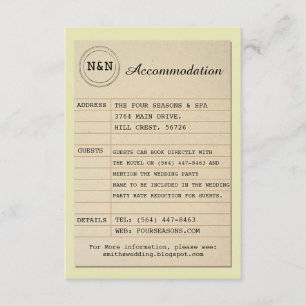 Tarjeta De Recepción Sr. y señora Accommodation Wedding Books de la