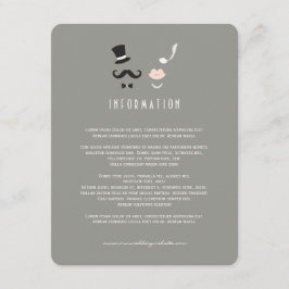 Tarjeta De Recepción Sr. y Sra. Mustache Y Boda De La Moda Vintage