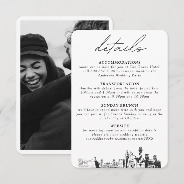 Tarjeta De Recepción St Augustine Boda pequeños detalles verticales (Anverso / Reverso)