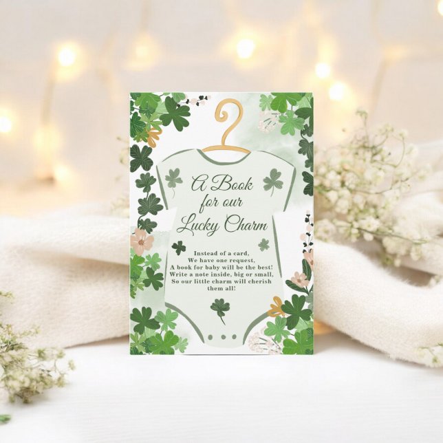 Tarjeta De Recepción St. Patrick's Lucky Charm Books para Baby Shower (St. Patrick’s Lucky Charm Books for Baby Shower Enclosure Card)