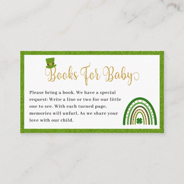 Tarjeta De Recepción St. Patrick's Rainbow Baby Shower Books for Baby (Anverso)
