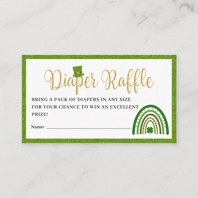 Tarjeta De Recepción St. Patrick's Rainbow Baby Shower Diaper Raffle (Anverso)