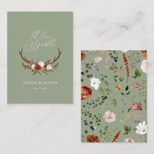 Tarjeta De Recepción Stag sage boda botánico verde deja que el amor des