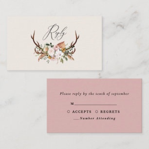 Tarjeta De Recepción Stag terracotta floral rosa presupuesto de boda el