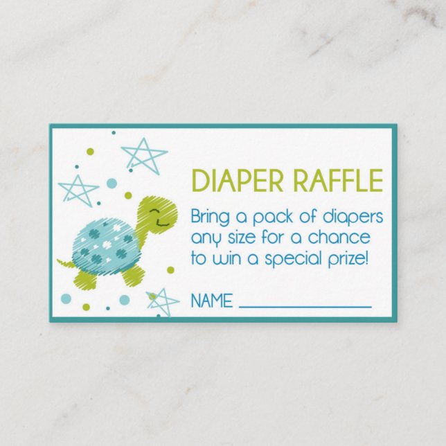 Tarjeta De Recepción Star Turtle Baby Shower Diaper Raffle (Anverso)