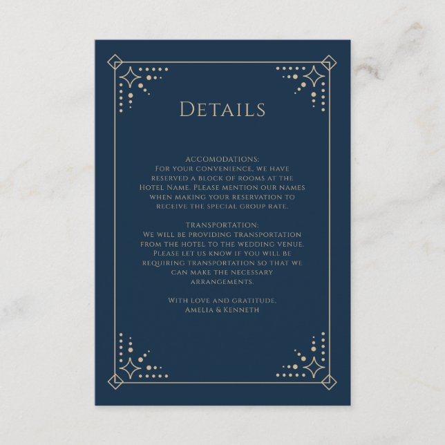 Tarjeta De Recepción Stardust Monograma Boda (Anverso)